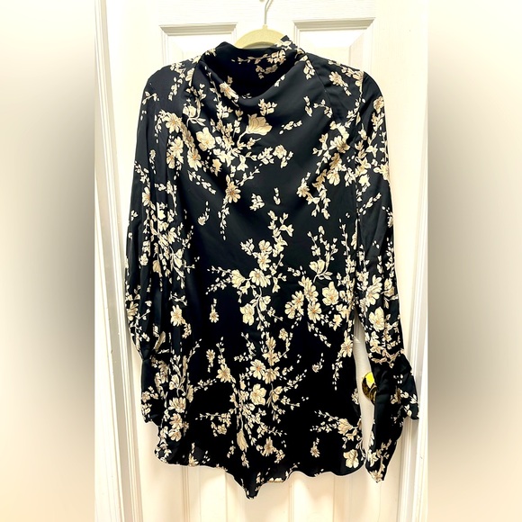 Free People NWOT Black/Cream Floral Aries Mini Dress, Size Small - Picture 2 of 6